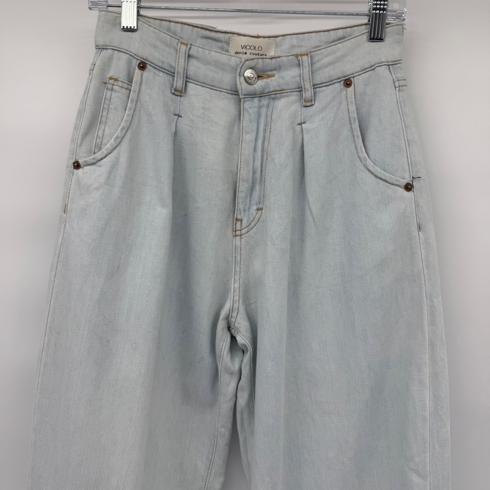 Vicolo Denim Couture Jeans Light Wash Pleated High Waist Tapered 90s‎ - Picture 2 of 13